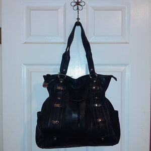 B. Makowsky Black Leather Handbag